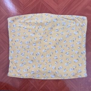 Hollister, XS, tube top, yellow, flowers